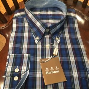 Mens Large Long Sleeve Checked Blue Barbour shirt